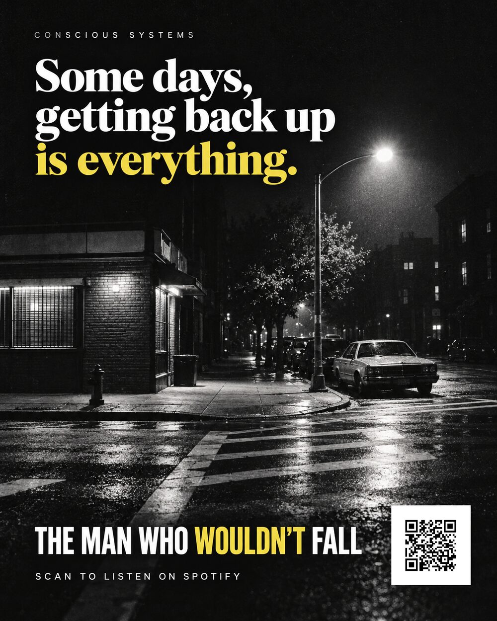 The Man Who Wouldn't Fall, Conscious Systems promotional artwork
